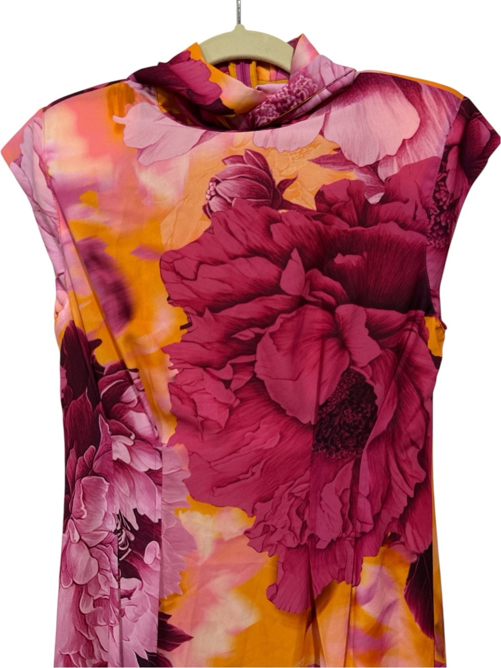 NWT Karen Millen Bold Abstract Floral Tie Neck All Occassion Summer Midi Dress 6 - Picture 3 of 13